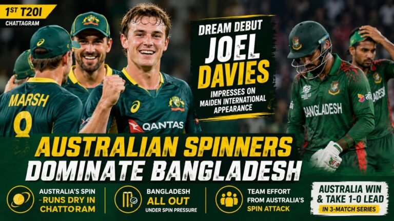 Debutant Joel Davies Shines as Australian Spinners Dominate Bangladesh in Chattogram
